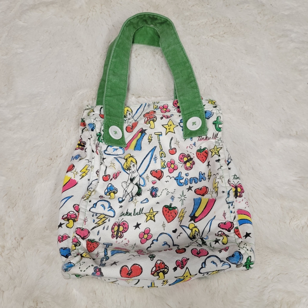 Vintage Walt Disney World TinkerBell Canvas Bag Tink Small Tote Bag Doodle